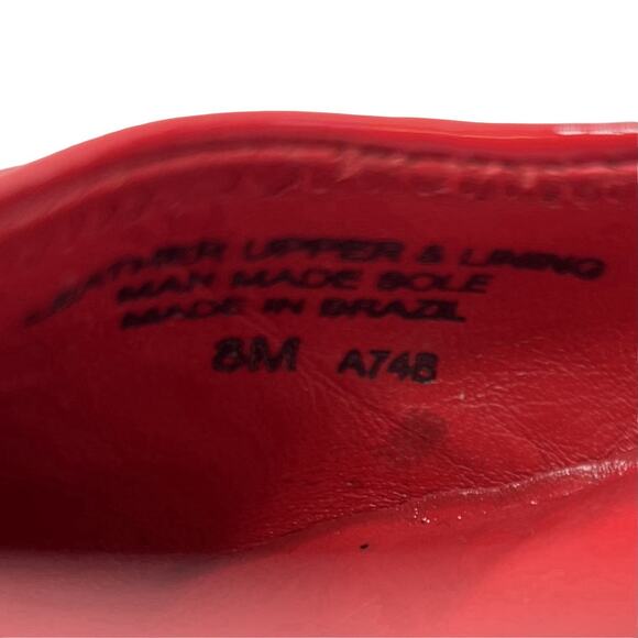 Tory Burch Red Patent Leather Ballet Flats Size 8M Logo Toe Brazil - Picture 12 of 13